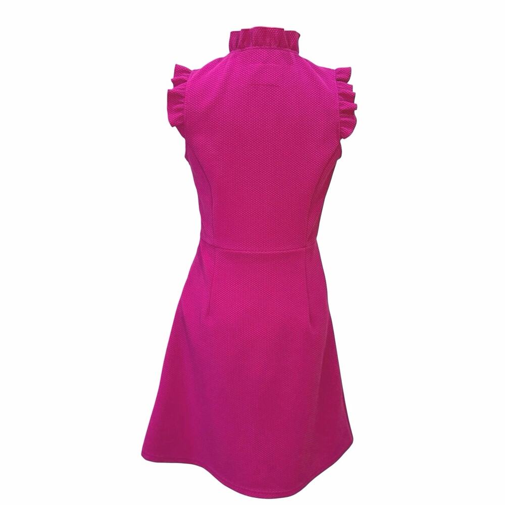 Anthropologie Tabitha Magenta Pink Ruffle Trim Fit and Flare Dress Size 4 - Picture 3 of 6